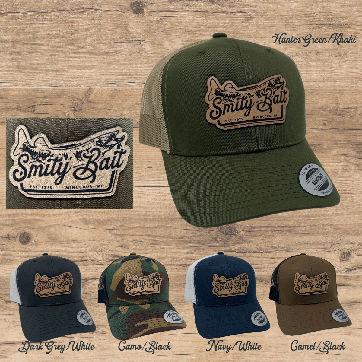 Musky Leather Patch Snapback Ball Cap