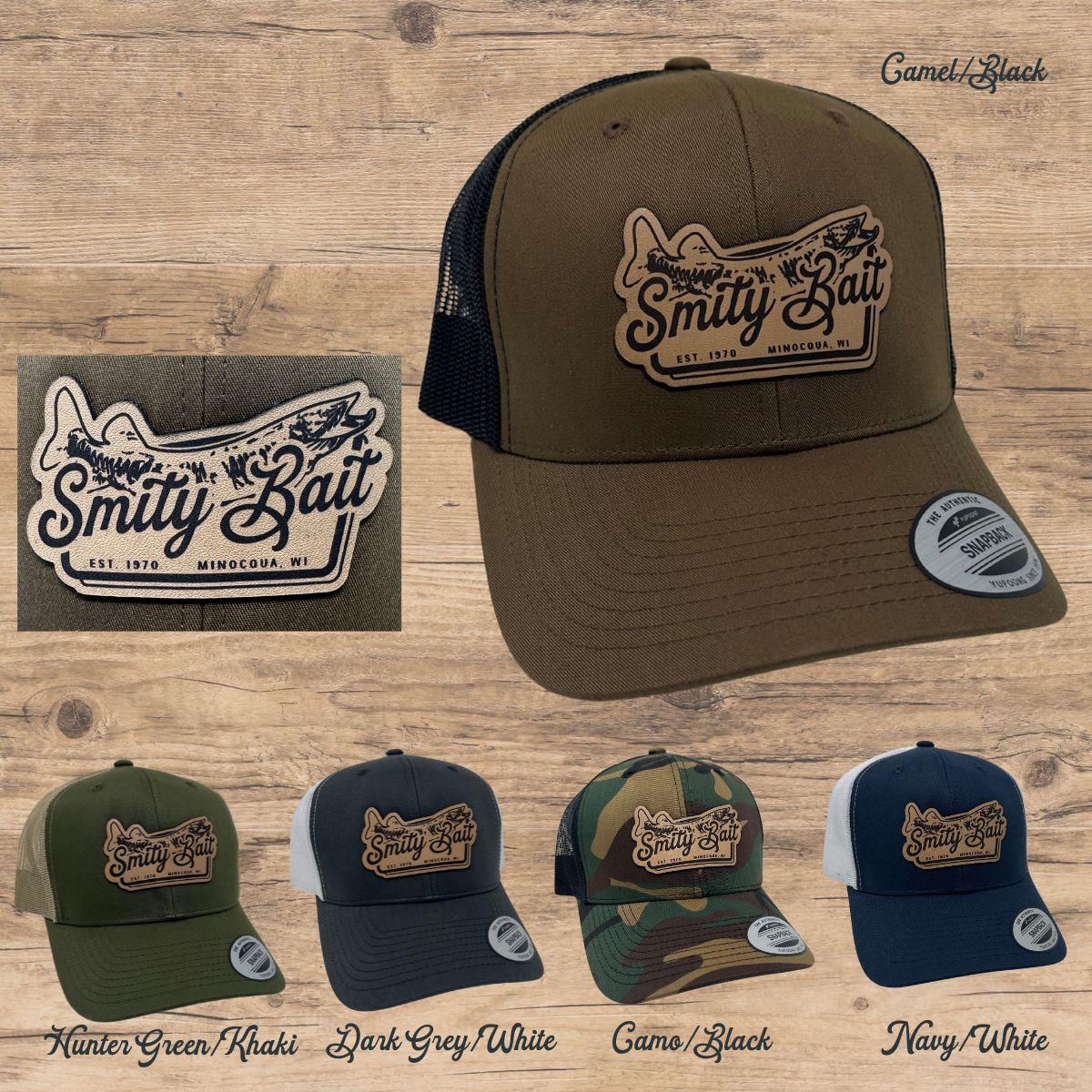 Musky Leather Patch Snapback Ball Cap