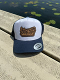 Navy/White Musky Leather Patch Snapback Ball Cap